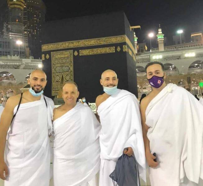 Sofyan Amrabat with his brother and relative at mosque.